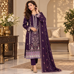 Unstitched Motifz Dhanak 3-Piece Suit, Design