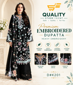 Unstitched Black Heavy Embroidered suit 3 piece
