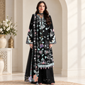 Unstitched Black Heavy Embroidered suit 3 piece