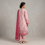 Unstitched Elegant Pink Printed 3-Piece Suit with Matching Dupatta