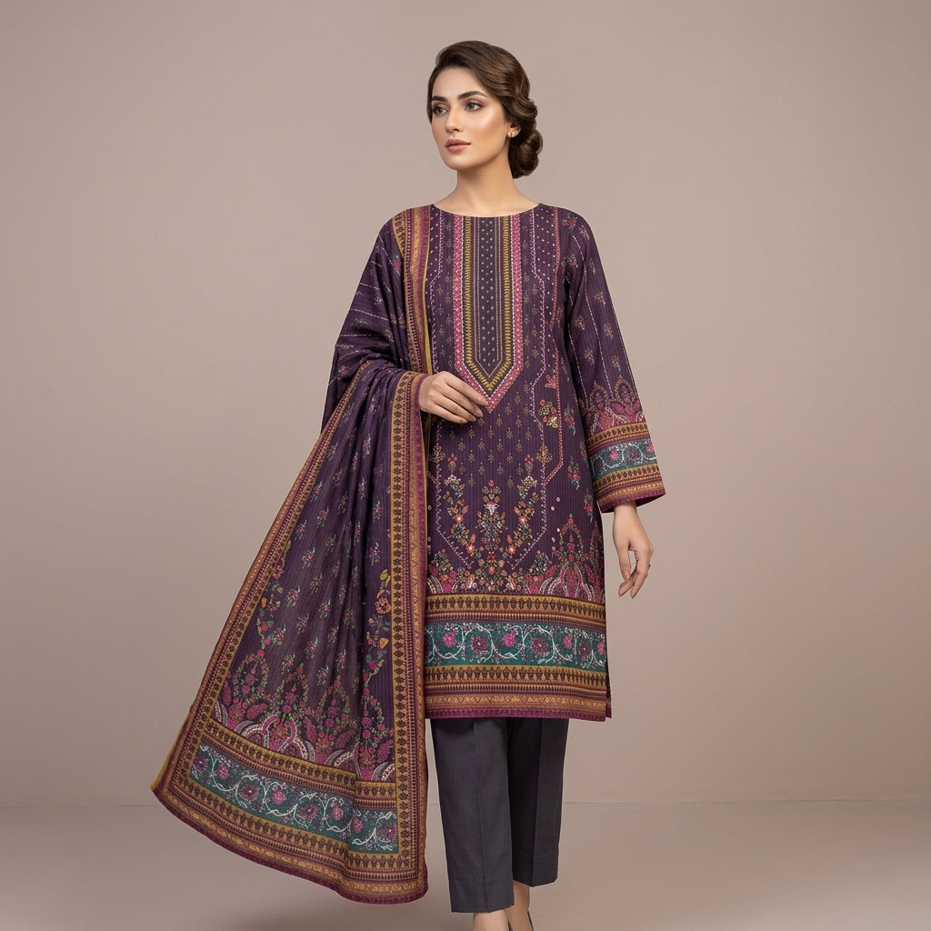 Un-stitched Printed 3 Piece Women’s Suit