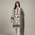 Unstitched Black & White Printed Lawn 3 Piece Unstitched Suit