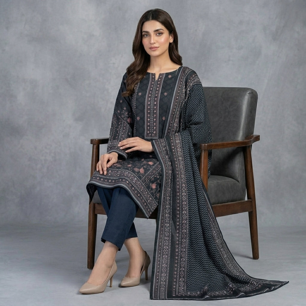 Unstitched Digital Printed lawn 3-Piece Unstitched Suit