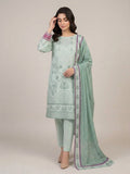 Unstitched Mint Green Printed 3 Piece Linen Suit
