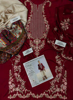 Unstitched Maroon Embroidered HQ Premium Silk 2-Piece Suit
