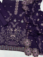 Unstitched Dhanak Heavy Embroidry 3 piece Suit